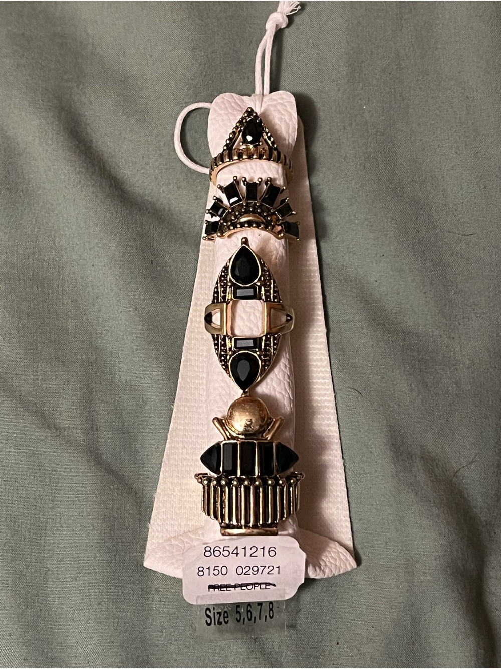 NEW Free People Rhapsody Ring Set Egyptian Revival Statement Gold Black Jewelry - Picture 2 of 2